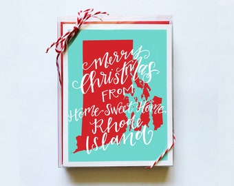 Merry Christmas from Home Sweet Home Rhode Island, Set of 10 Holiday Cards