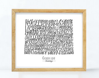 Colorado Foodways Print, 8x10 Calligraphy Print