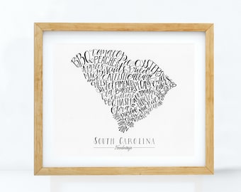 South Carolina Foodways, 8x10 Calligraphy Print