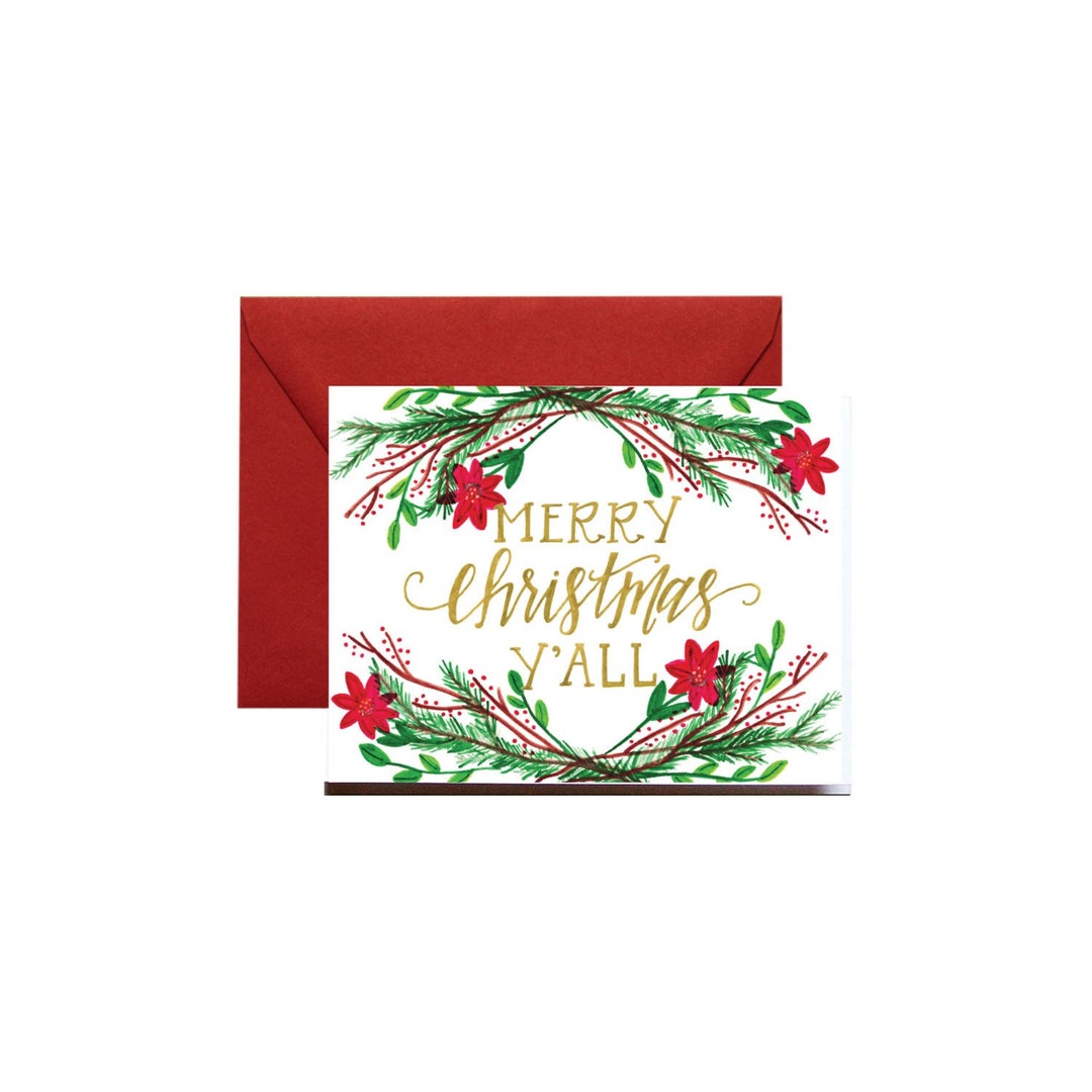 Merry Christmas Y'all Christmas Card, Blank Inside, Southern Christmas