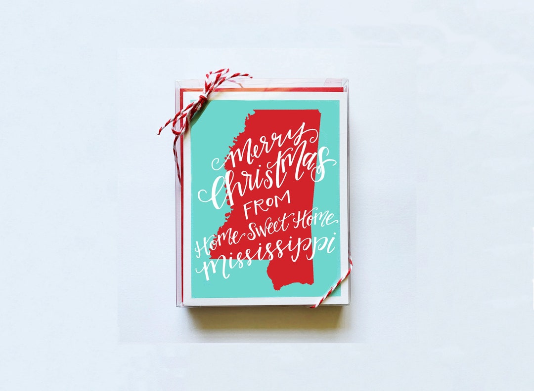 Merry Christmas From Home Sweet Home Mississippi, Set of 10 Holiday ...