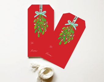 Mistletoe Christmas Gift Tags, Set of 8