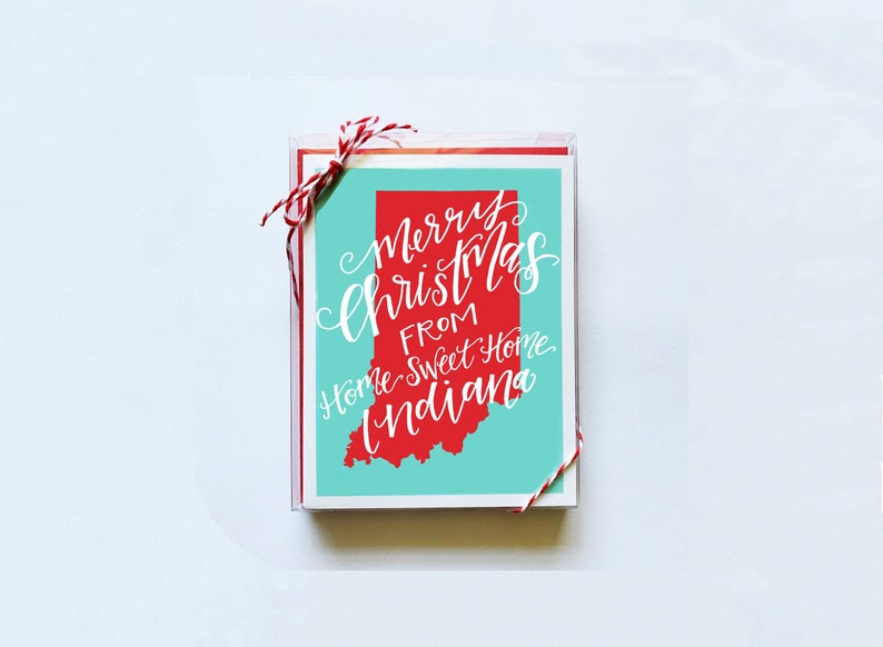 Merry Christmas from Home Sweet Home Indiana, Set of 10 Holiday Cards image 1