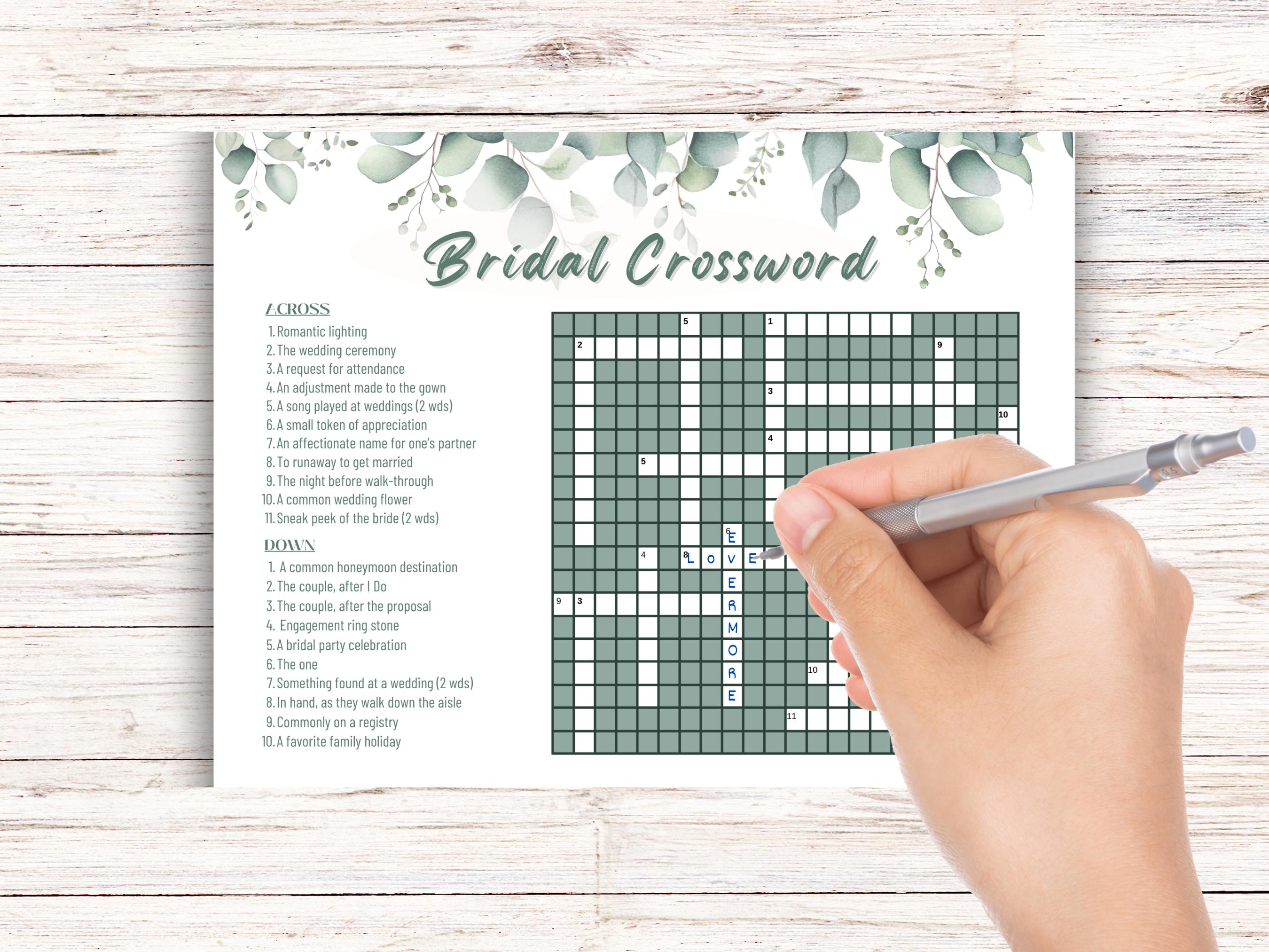 Bridal Lingerie Accessories Crossword