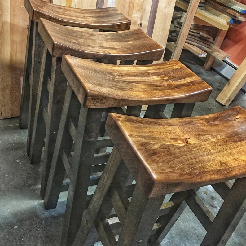Saddle Stool, Counter height stool, bar stools, wood bar stools, saddle stools, wood stools, kitchen stool, counter stools bild 8