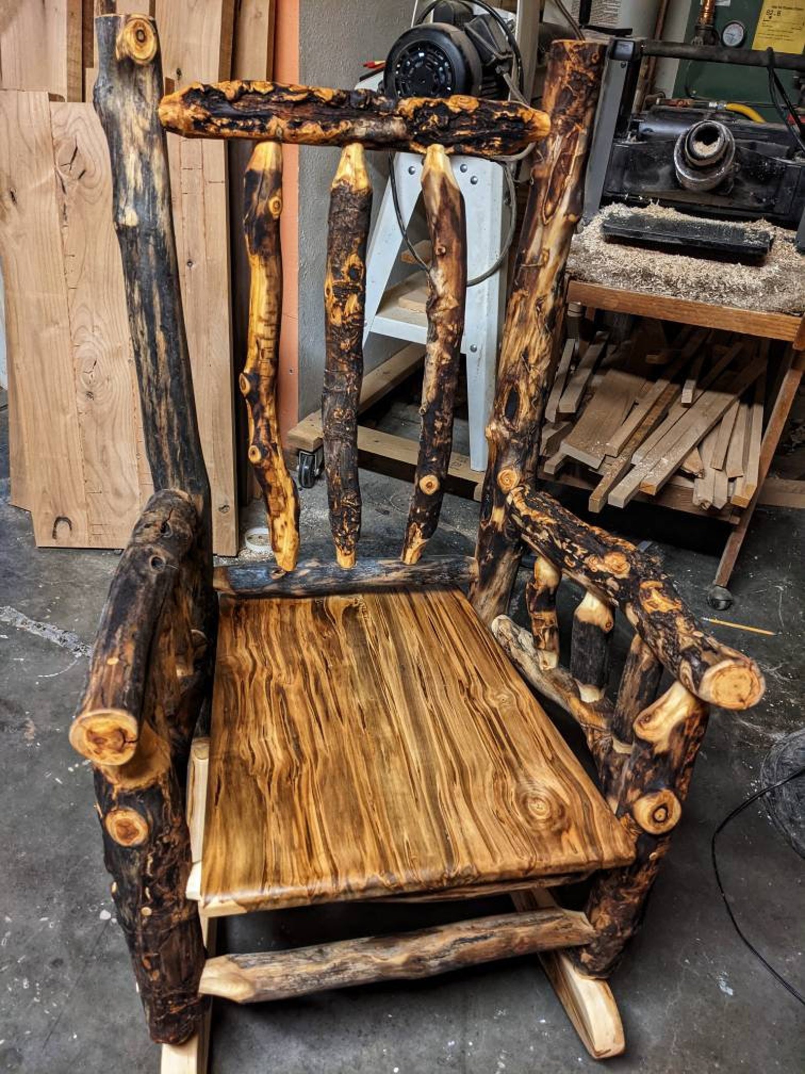 Log Rocking Chair Aspen Log Rocker Rocking Chair Unique | Etsy