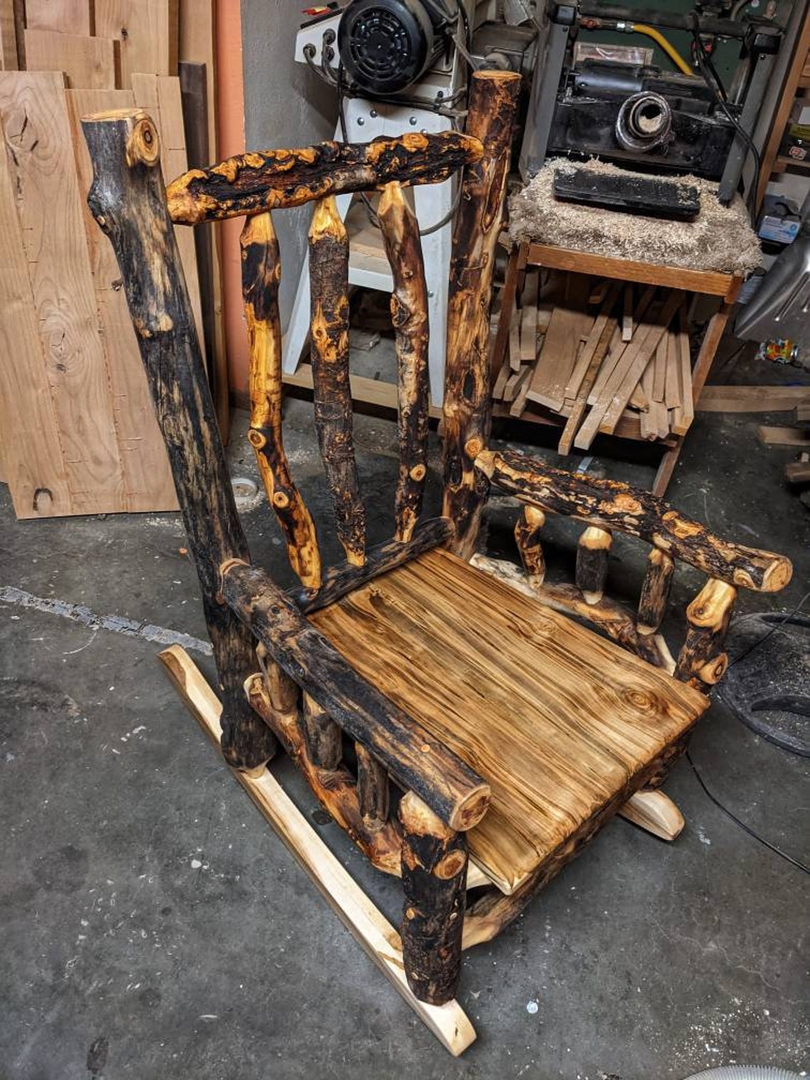 Log Rocking Chair Aspen Log Rocker Rocking Chair Unique | Etsy