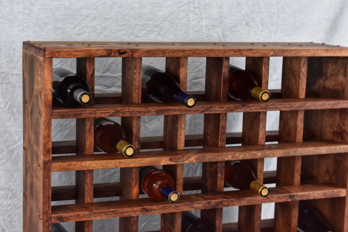 100 Bottle Wine Rack Made With Solid Alder Wood Handcrafted Etsy