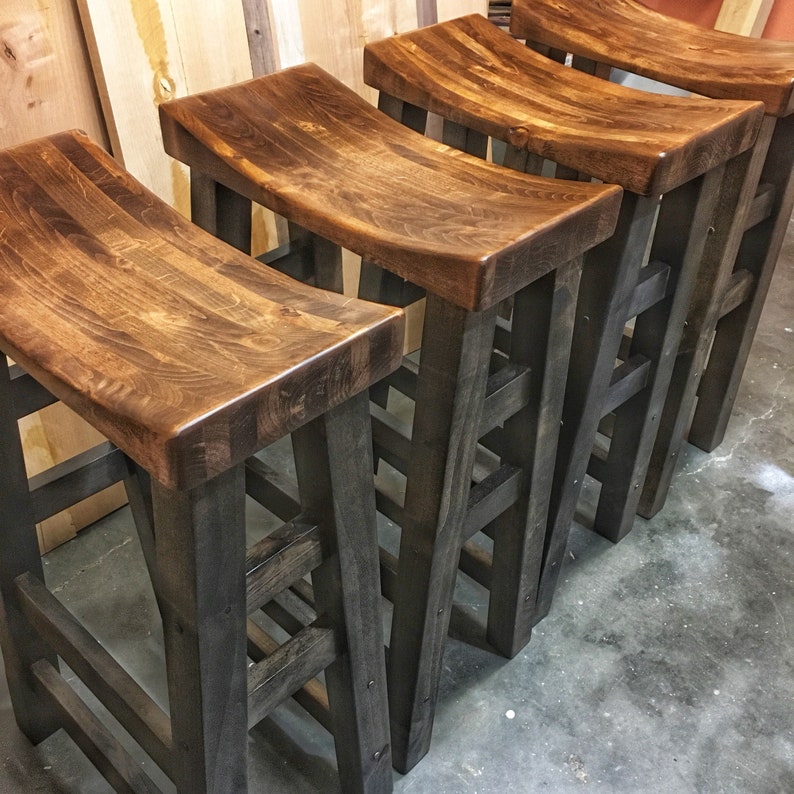 Saddle Stool, Counter height stool, bar stools, wood bar stools, saddle stools, wood stools, kitchen stool, counter stools bild 3