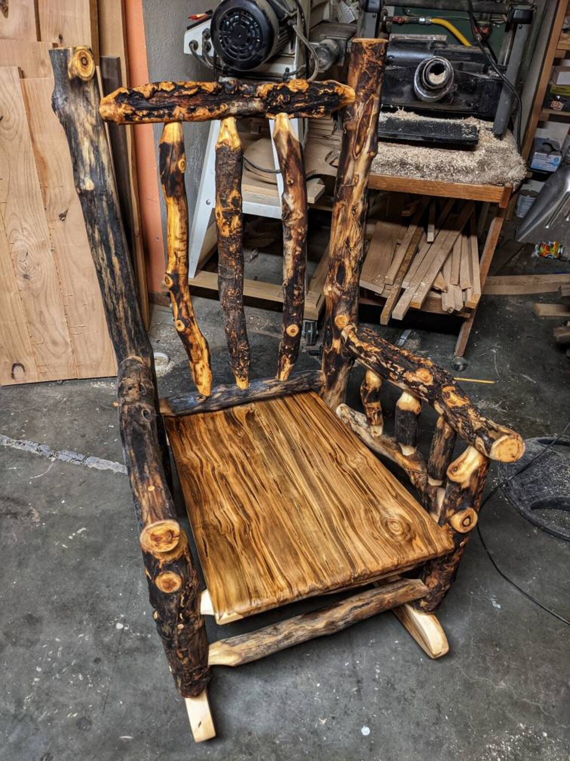 Log Rocking Chair Aspen Log Rocker Rocking Chair Unique | Etsy