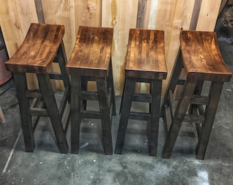 Counter height stool, Priced Per Stool, bar stools, wood bar stools, saddle stools, wood stools, kitchen stool, counter stools