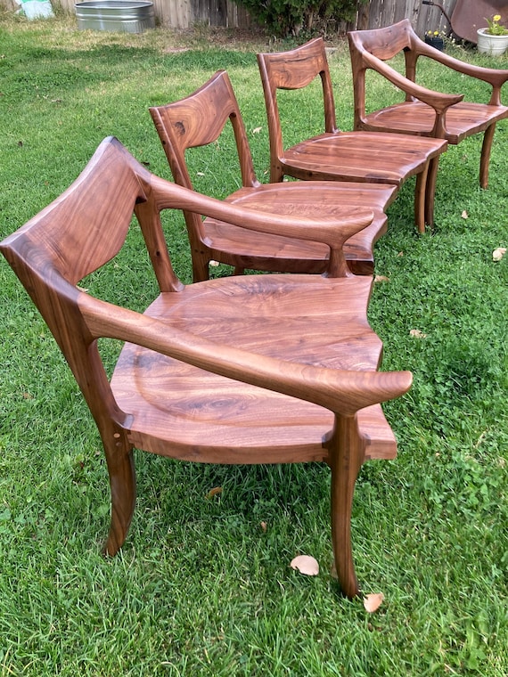 Hand Carved Dining Chair Maloof Lower Back Chair Walnut Chair