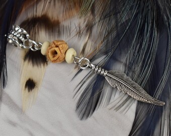 Dread beads with partridge feathers