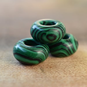 Malachite Gemstone Dread Bead | 6mm Dread Beads | Rondell Beads | Dreadlock | Dread Accessory | Dread Beads