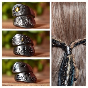 Silver Rustic Spiral Dreadlock Tie | Dread Accessory | Loc Jewelry | 18mm Loc Tie