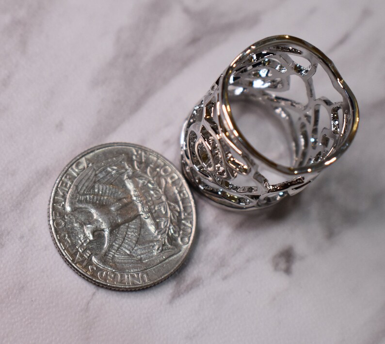 19mm Silver Rose Filigree Dread Tie Bead