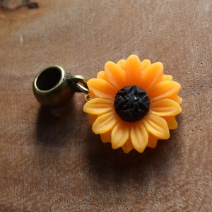 Sunflower Dread Bead Charm | 5mm Hole Dread | Golden Sunflower | Dreadlock Accessory | Loc Jewlery