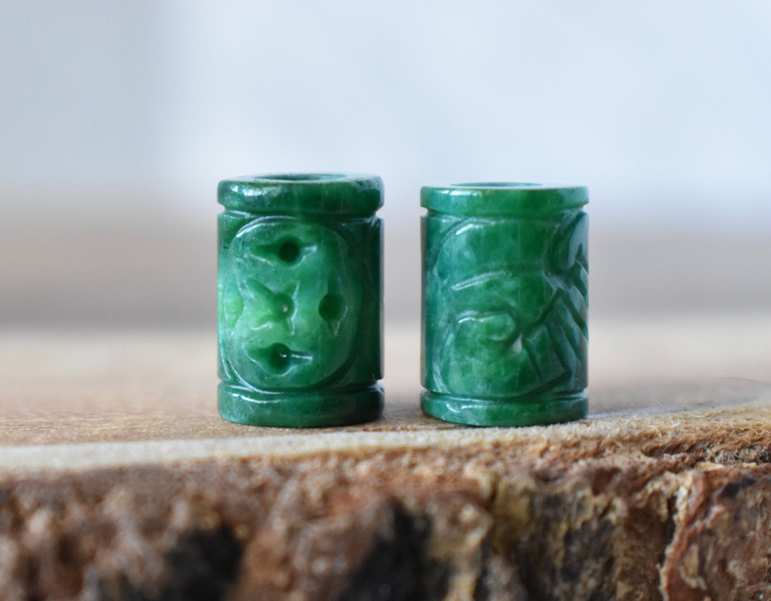 Beard Beads Set of 2 Jade Cuff Beard Beads 4.5mm Beard Etsy