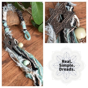 OOAK Earthy Mint Star of David Wrap | 20 INCH WRAP | Hair Wrap | Recycled Material Dread Wrap