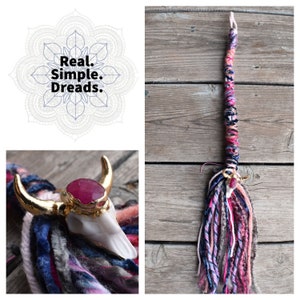 Purple Cow Skull | Amethyst Dread Wrap Extension | 21&quot; | 52cm | Dread Wrap | Dread Extension | Yarn Fall