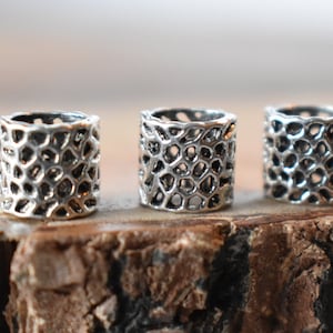 Antique Silver Carved Metal Beard Bead | 6.4mm Loc Bead | Set