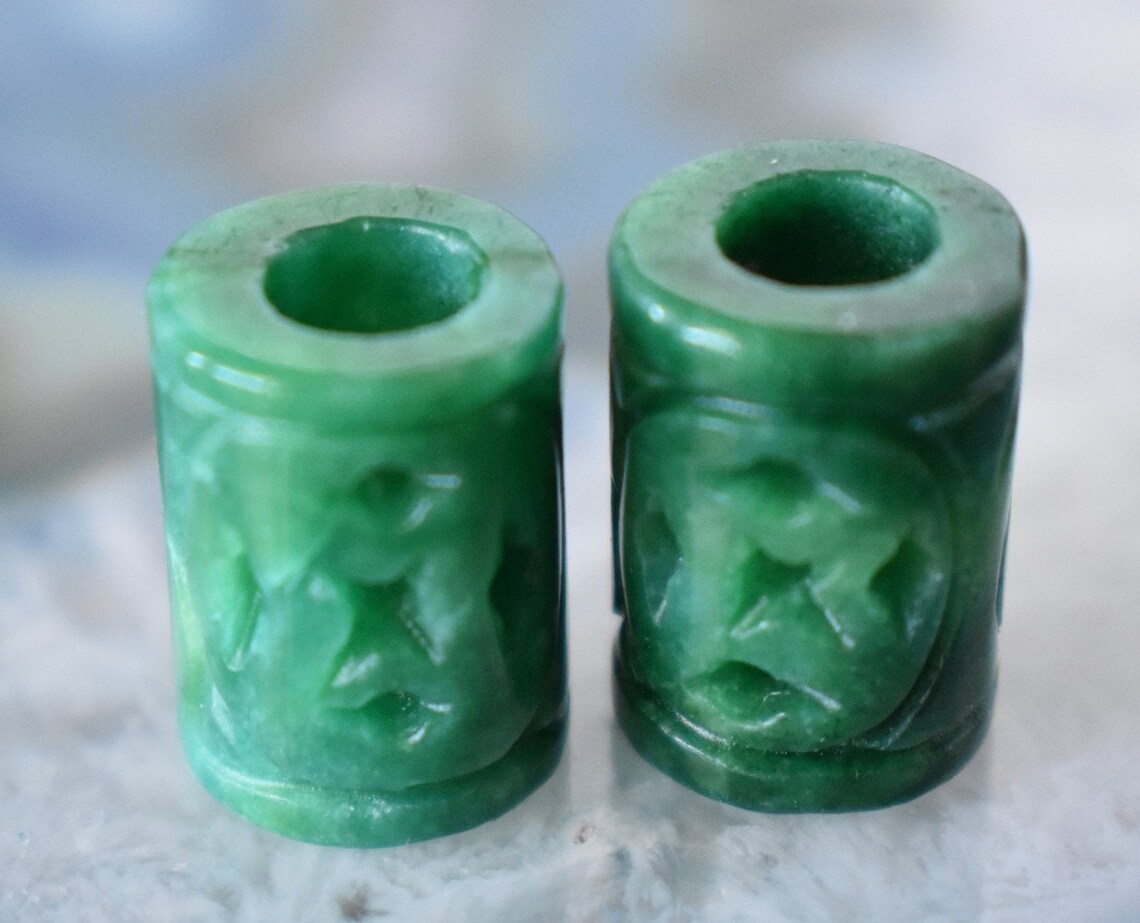 Beard Beads Set of 2 Jade Cuff Beard Beads 4.5mm Beard Etsy