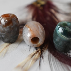 3pc Indian Agate Barrel Dread Beads with 4.5mm Hole