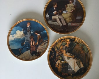 Norman Rockwell Vintage Plates, set of 3,  from Rediscovered Women Collection by Knowles made in 1982