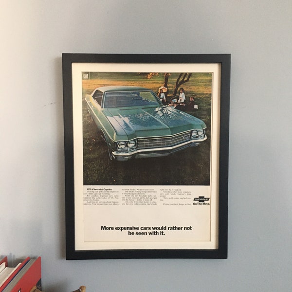 Vintage Car Advertisement 1970 Chevrolet Caprice Original ad, 10"x14" page from LIFE Magazine Vintage Advertising Collectible