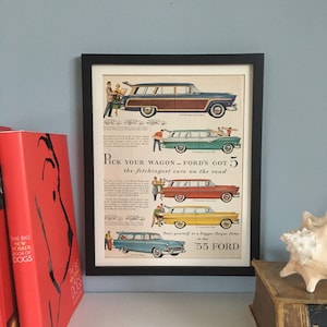 FORD Vintage Automobile Original ad for FORD, 10&quot;x13&quot; page from LOOK Magazine 1955 - Vintage Advertising. Mid century. Collectible