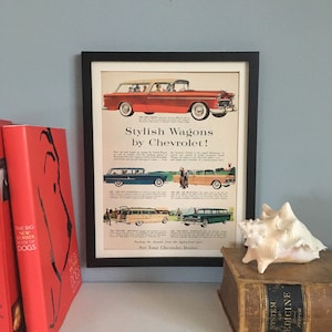 CHEVROLET Vintage Automobile Original ad, 10"x13" page from LOOK Magazine 1955 - Vintage Advertising. Mid century. Collectible