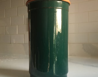 Vintage Terracotta Wine Cooler with amazing moss green glaze, made in Portugal