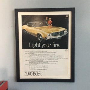 Vintage Car Advertisement 1970 Buick Skylark Custom Sport Coupe Original ad, 10&quot;x14&quot; page from LIFE Magazine Vintage Advertising Collectible