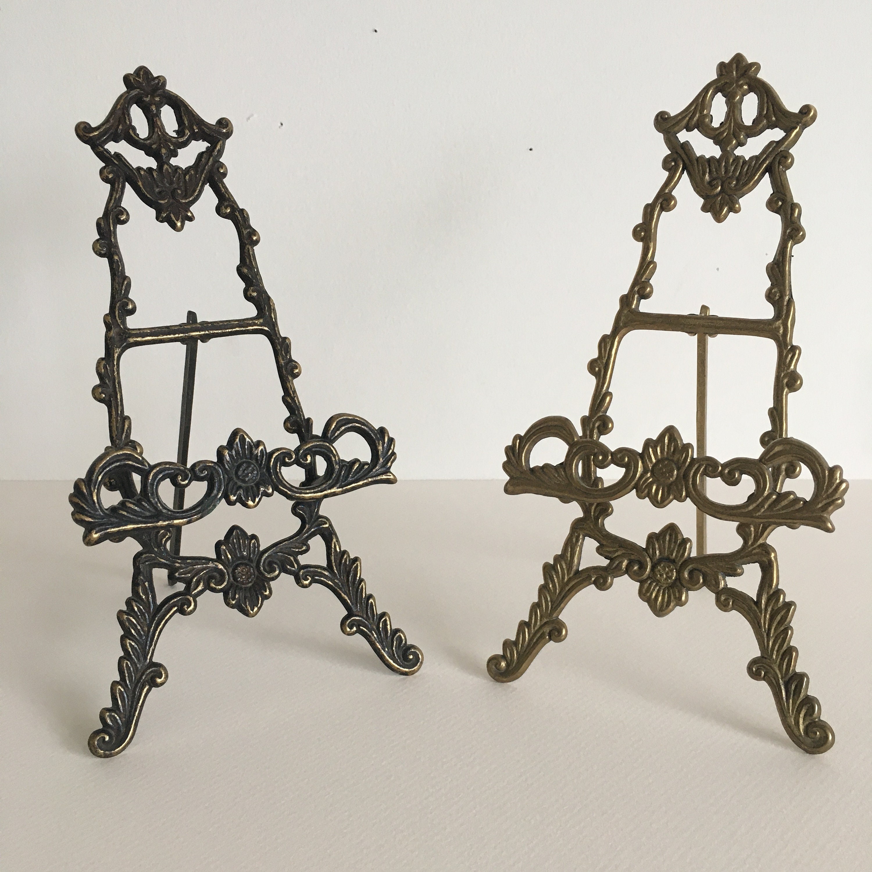 Vintage metal book holders / picture holders 91/2 tall Etsy