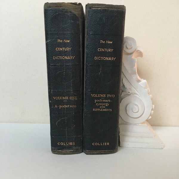 Vintage Collier's "The New Century Dictionary of the English Language" 1947 Post-War Edition, Two Volumes, A-Zymurgy, Illustrated