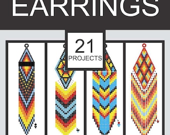 May include: A book cover featuring the text "BRICK STITCH SEED BEAD EARRINGS" above a graphic of four colorful beaded earring designs. The book is titled "BOOK OF PATTERNS 3" and is "DESIGNED BY GALIYA". The cover includes the text "21 PROJECTS".