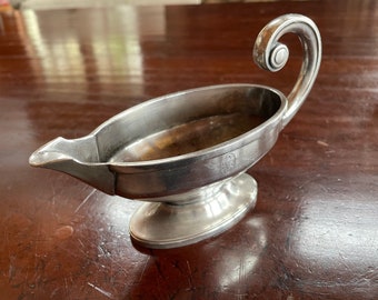 1920s Steamship Silver Plated Gravy Boat, United American Lines, Made by Arthur Krupp Berndorf Circa 1920s