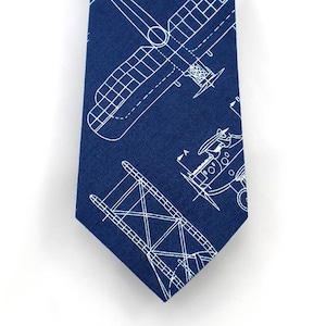 Airplane Plans Blue Necktie image 1