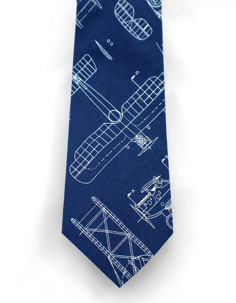 Airplane Plans Blue Necktie image 1