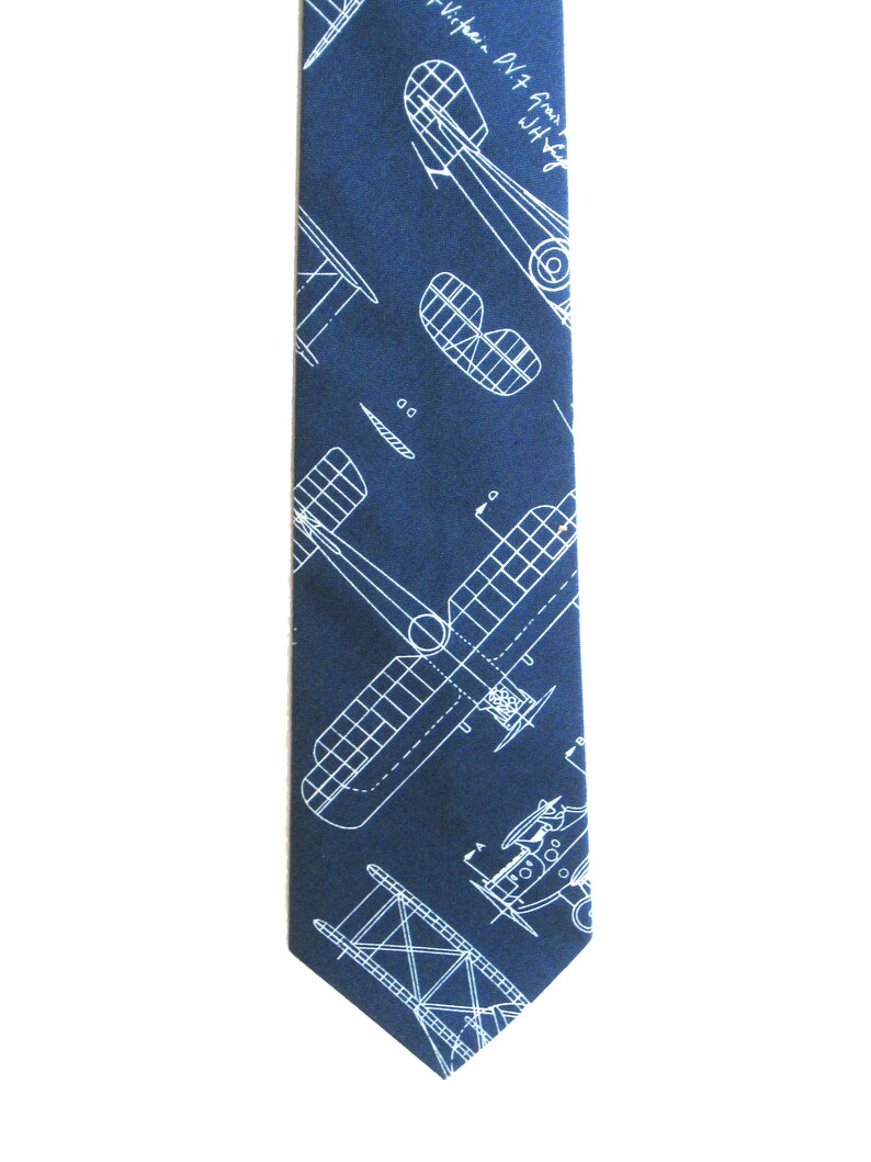 Airplane Plans Blue Necktie image 2