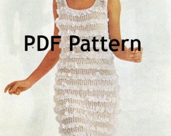 Paillette Shift Dress, Tank Dress, Vintage 1967 Knit Pattern, PDF Instant, Digital Download