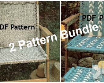 Hippie Macramé Chair with Footstool, 2 Pattern Bundle Vintage 1980's, Booklet, Leaflet, Ebook, PDF Instant, Digital Download