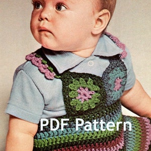 Granny Square Toddler Jumper Dress, Vintage Crochet Pattern, Instant PDF, Instant Download