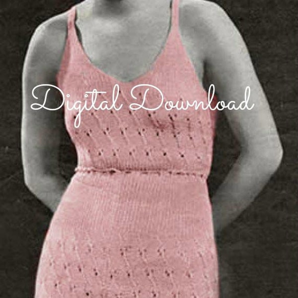 Women's Camisole, Cami, Teddy, Knickers, Vest, Lingerie, Step Ins, Vintage 1930's Knitting Pattern, Digital Download, Instant PDF