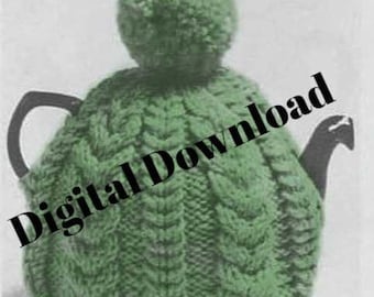 Teapot Cozy Knit Pattern, Fishermen Knit/Aran, TeaCosy Tea Cozy, Farmhouse,  PDF Instant, Digital Download