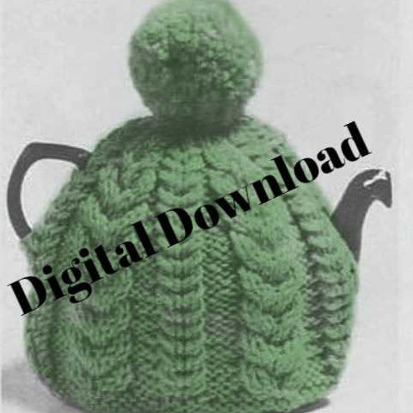 Teapot Cozy Knit Pattern, Fishermen Knit/Aran, TeaCosy Tea Cozy, Farmhouse,  PDF Instant, Digital Download