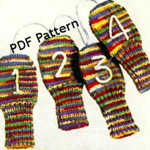 Stickad golfklubbsocka, vante, mysigt överdrag, vante, klassiskt vintagemönster från 1954, digital nedladdning, PDF direkt