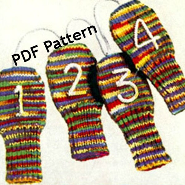 Knit Golf Club Sock, Mitten, Cozy Cover, Mitt, Classic vintage 1954 Pattern, Digital Download, PDF Instant