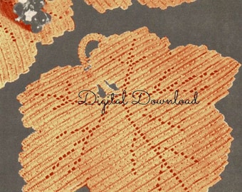 Maple Leaf Placemat Crochet Pattern, Vintage Fall Thanksgiving Harvest Kitchen Set, Coaster, Tablemat, Holiday Gifting, PDF Digital Download