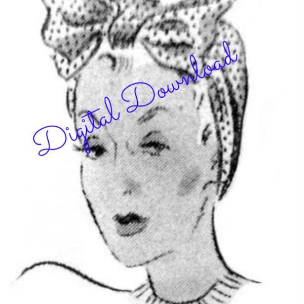 Dusting Cap, Rosie Riviter, Turban, Head Wrap, Vintage 1930’s Sewing Pattern, SELF DRAFTED, Digital Download, Instant PDF